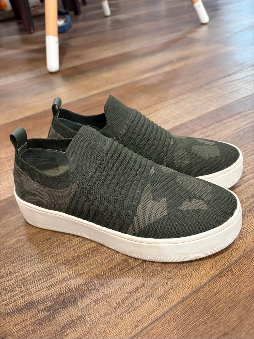 Steve Madden Olive Green Camo Slip-On Knit Sneakers